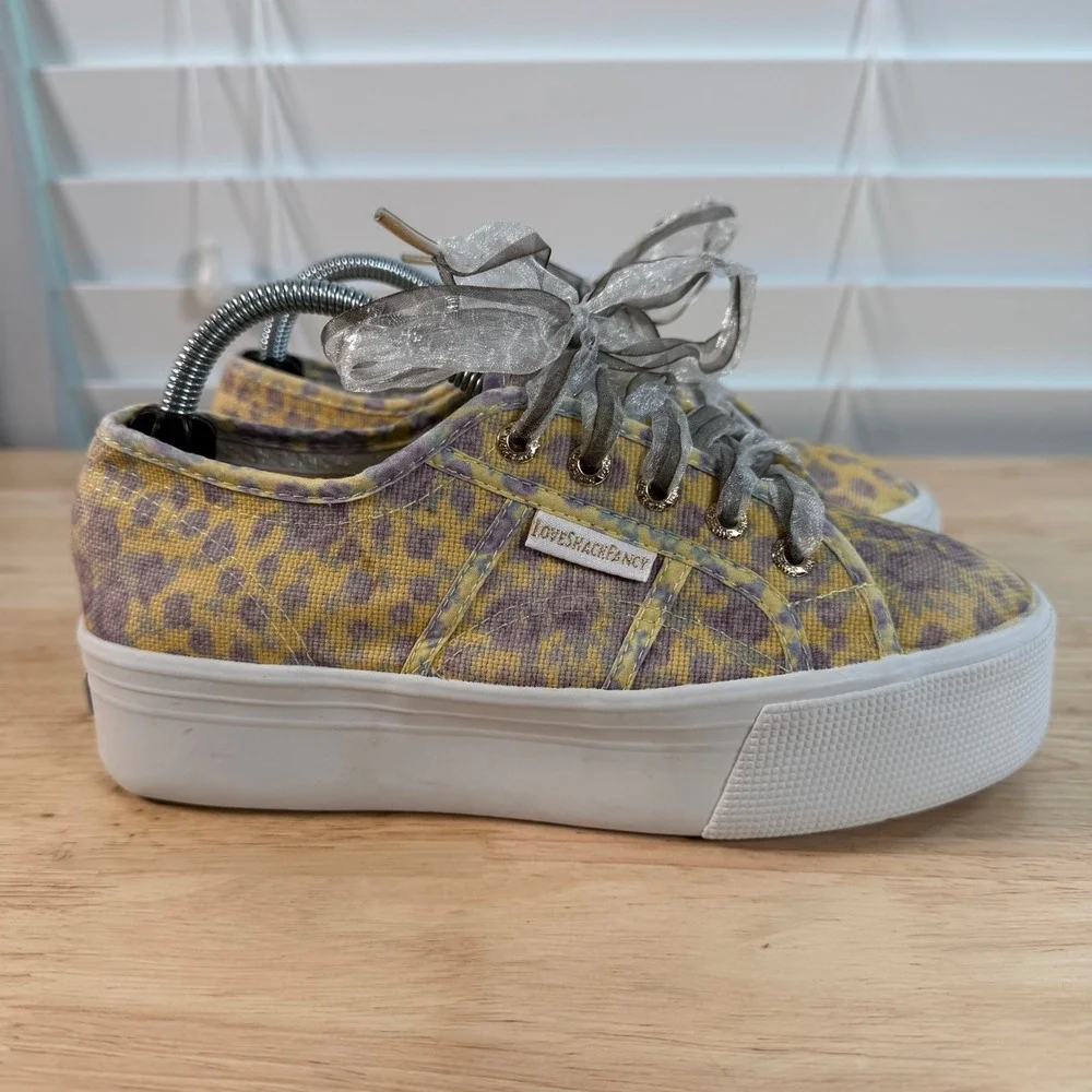 Superga x LoveShackFancy Platform Sneakers Women's Yellow Floral Low Top - 6.5